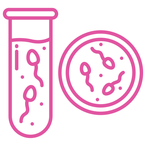 Pink line-art icon of a customer service representative wearing a headset, indicating support or help desk.
